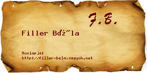 Filler Béla névjegykártya